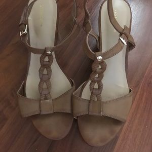 4” Man-made Wedged tan/brown sandals